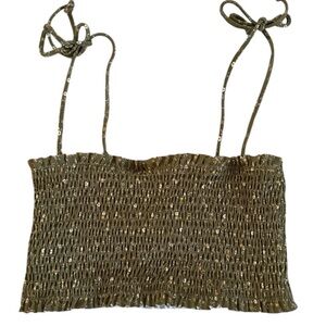 Madewell Second Wave Smocked Longline Bikini Top in Campden Daisies NWT Sz Small